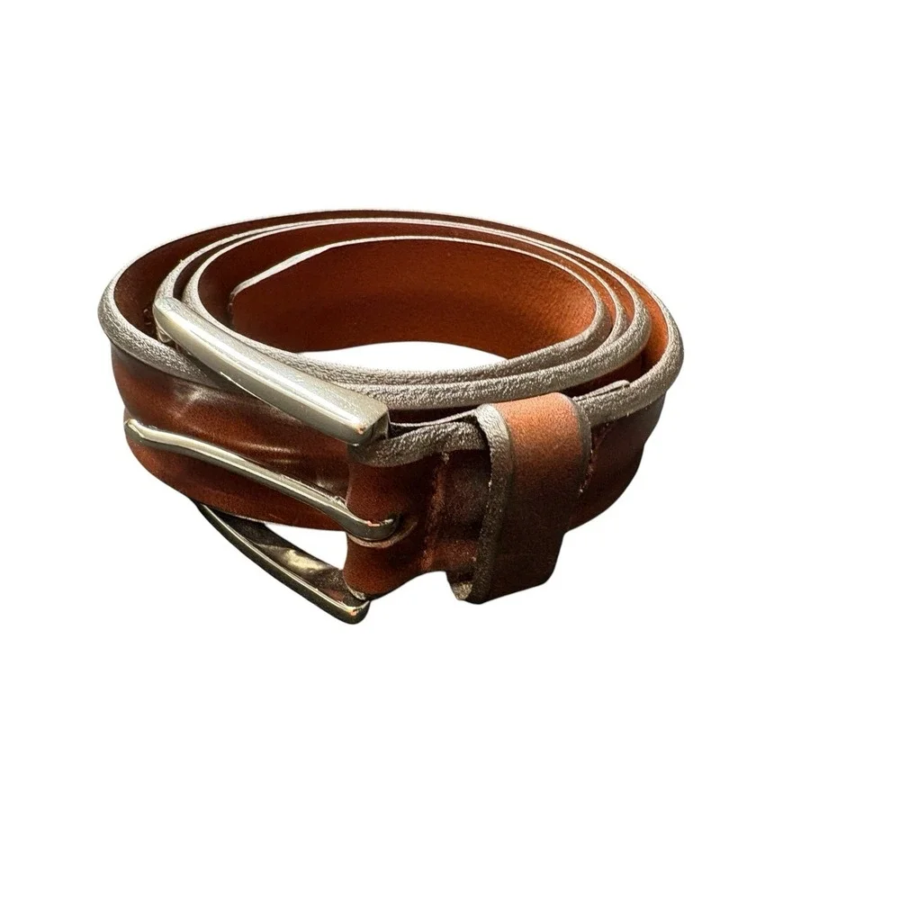 Allen Edmonds Mens Belt 107/42 Walnut Leather Solid Brass Buckle USA 67507